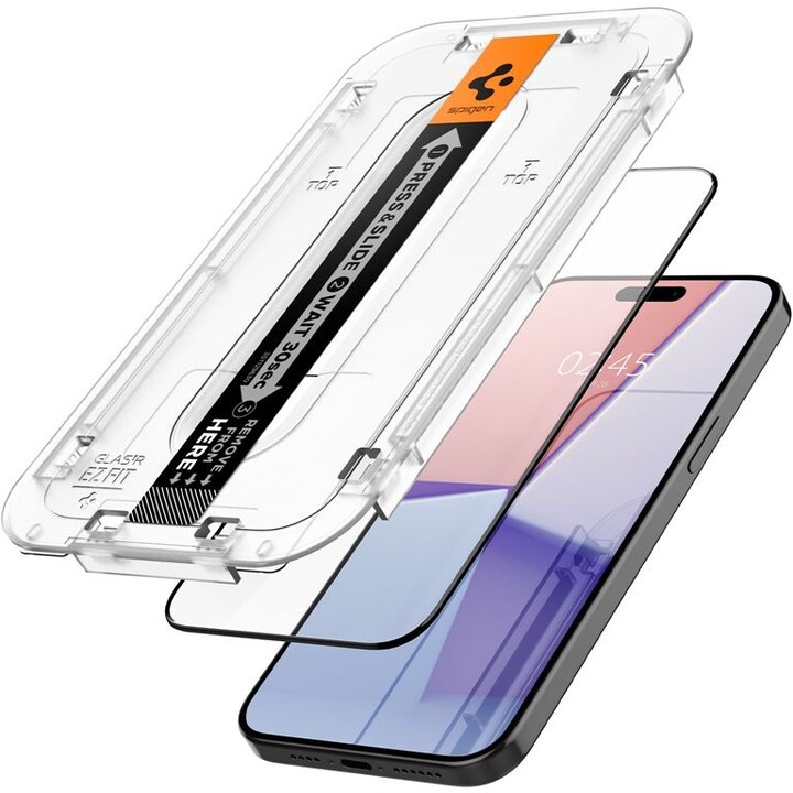 Spigen ochranné sklo tR EZ Fit pro Apple iPhone 15 Pro, 2ks, černá_842223207
