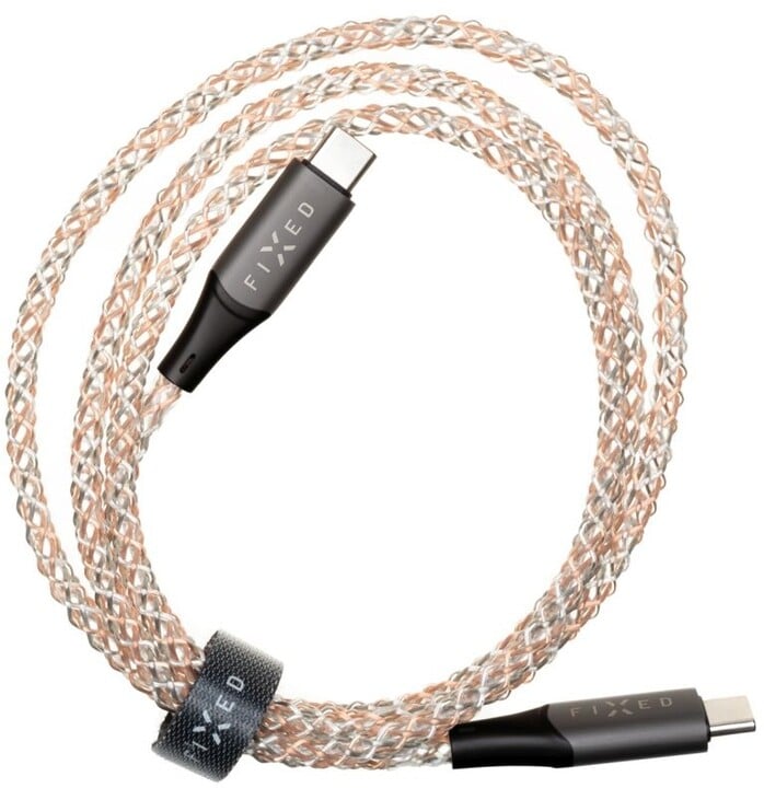 FIXED svítící nabíjecí kabel USB-C - USB-C, PD 60W, 1.2m, duhová_342114809