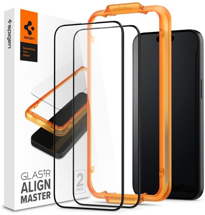 Spigen ochranné sklo tR AlignMaster pro Apple iPhone 15 Pro, 2ks, černá_2025429016
