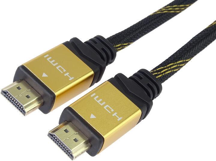 PremiumCord GOLD HDMI High Speed + Ethernet kabel, zlacené konektory, 2m_304559252