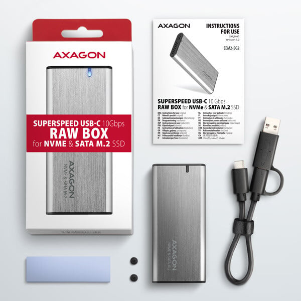 AXAGON EEM2-SG2 RAW box, stříbrná_1637736743