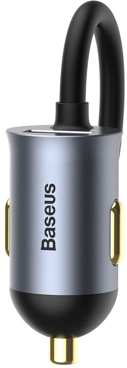 Baseus nabíječka do auta s prodlužovacím kabelem, 3x USB-A, 1x USB-C, 120W, šedá_527777703