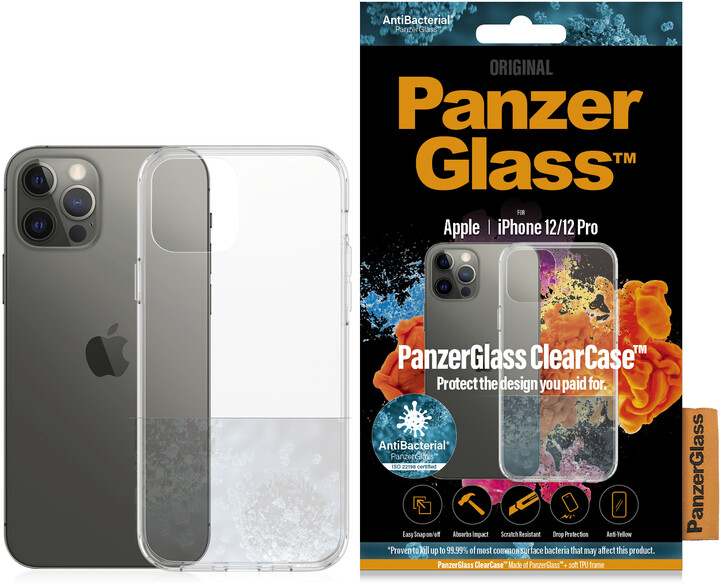 PanzerGlass ochranný kryt ClearCase pro Apple iPhone 12/ 12 Pro 6.1&quot;, antibakteriální, čirá_2070926692