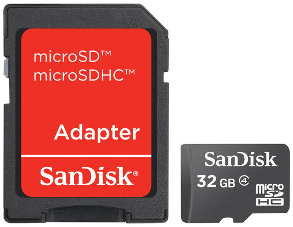SanDisk Micro SDHC 32GB Class 4 + SD adaptér