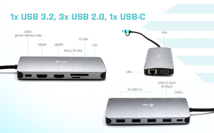 i-tec dokovací stanice USB 3.0/USB-C/Thunderbolt 3, 3x Display, LAN, PD 100W_2146125910