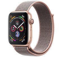 Apple Watch series 4, 44mm, pouzdro ze zlatého hliníku/růžový provlékací řemínek_1326583590