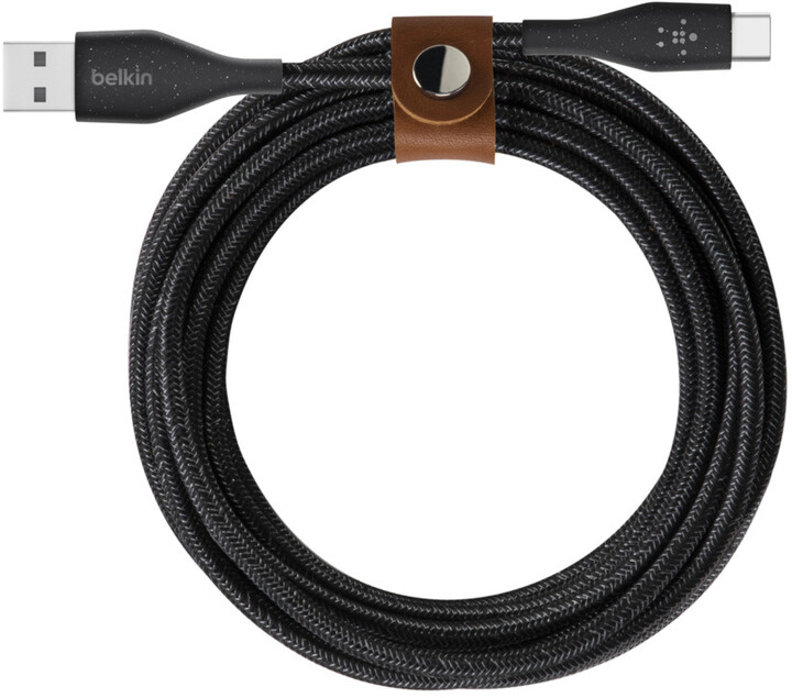 Belkin kabel DuraTek USB-A - USB-C, M/M, opletený, s řemínekm, 1.2m, černá_1934793183