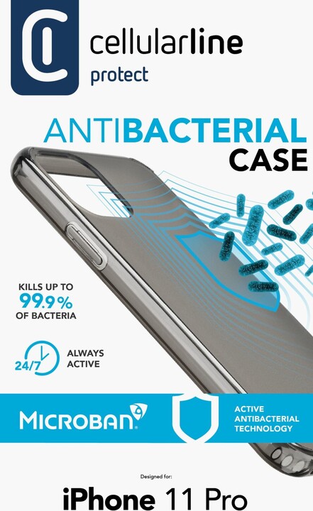 Cellularline ochranný kryt pro iPhone 11 Pro, antimikrobiální, černá_1939444571
