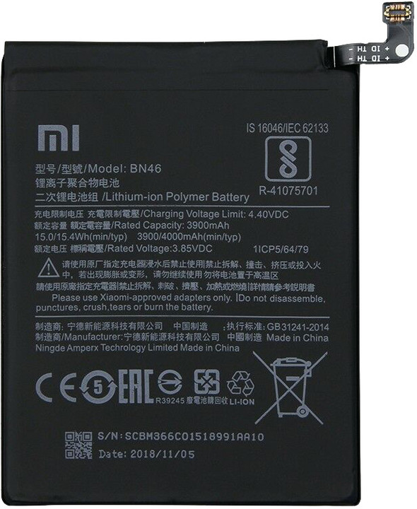 Xiaomi BN46 baterie 4000mAh pro Xiaomi Redmi 6 (Bulk)_1603157177