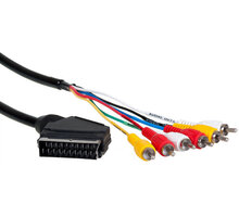 AQ KVR015, Scart/6xRCA (cinch) AV kabel - vstup + výstup, 1,5m xkvr015