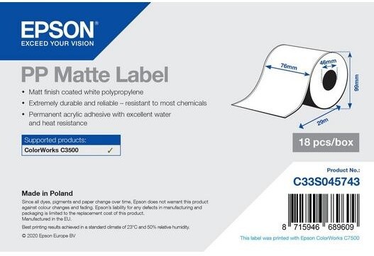 Epson ColorWorks role pro pokladní tiskárny, PP MATTE, 78x29mm,_433288469