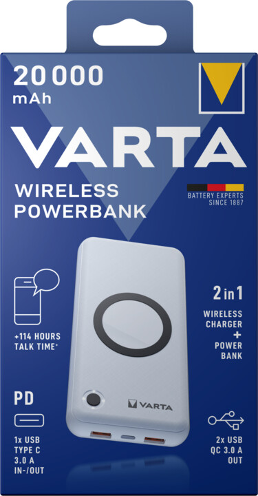 VARTA bezdrátová powerbanka Portable Wireless, 20000mAh_1191214356
