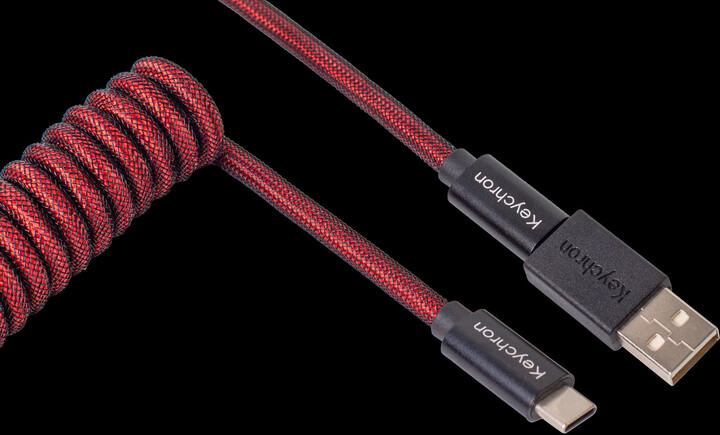 Keychron Premium Coiled Aviator Cable, USB-C/USB-A, 1,08m, červený_461222640