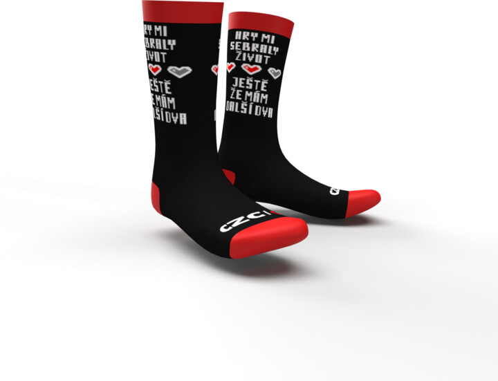 Ponožky CZC.Gaming Sebrané životy, 42-45, černé/červené_1004655576