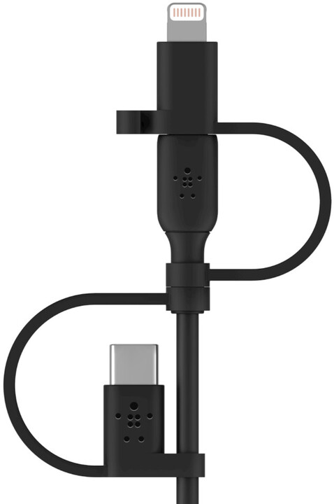 Belkin univerzální kabel 3v1 USB-A - microUSB + Lightning + USB-C, 1m, černá_836809488