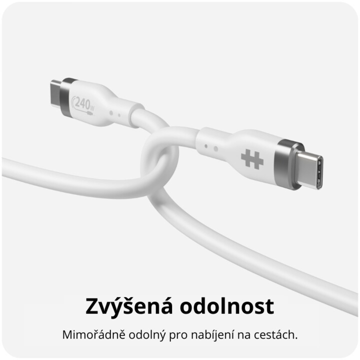 Hyper® nabíjecí kabel Silicone USB-C, 240W, 2m, bílá_1150066473