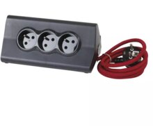 Legrand prodlužovací kabel, 3 zásuvky, 2x USB-A, se stojánkem na tablet, 1.5m, černá-červená_2035668215
