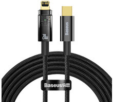 Baseus datový kabel Explorer Series s inteligentním vypnutím USB-C - Lightning, 20W, 2m, černá_549407994