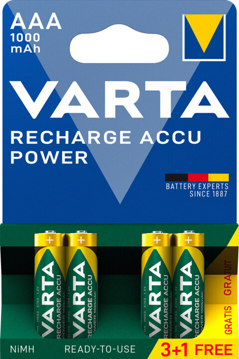 VARTA nabíjecí baterie Power AAA 1000 mAh, 3+1ks