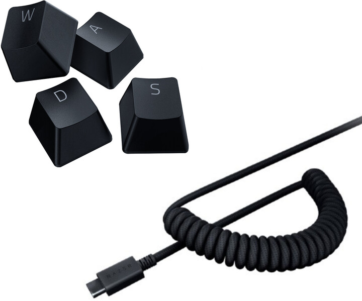 Razer PBT Keycap + Coiled Cable Upgrade Set, Classic Black_1262589808