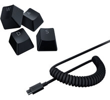 Razer PBT Keycap + Coiled Cable Upgrade Set, Classic Black