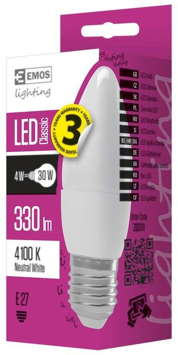 Emos LED žárovka Classic Candle 4W E27, neutrální bílá_224716987