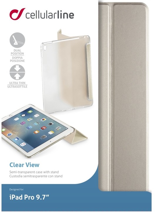 CellularLine CLEAR VIEW průhledný kryt se stojánkem pro iPad Pro 9,7&quot;, zlatá_1925939746