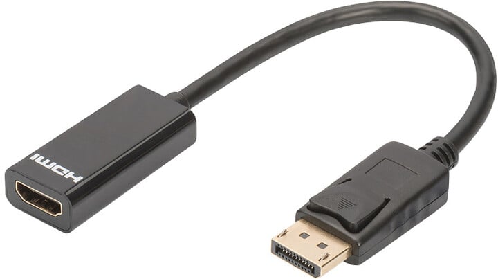 Digitus adaptér DisplayPort - HDMI, M/F, 15cm, černá_1610149987