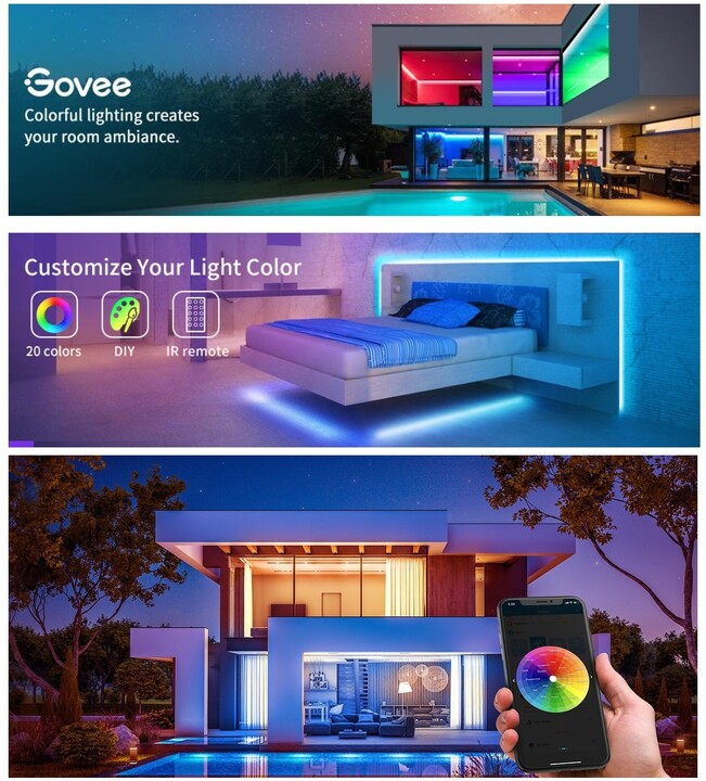 Govee WiFi Smart LED pásek RGB, 15m + ovladač_1707843614