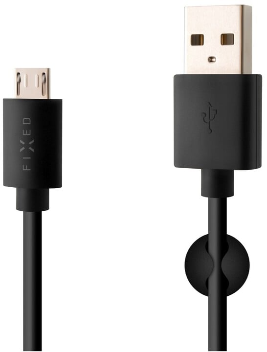 FIXED nabíjecí a datový kabel USB-A - microUSB, 1m, černá_1613657738