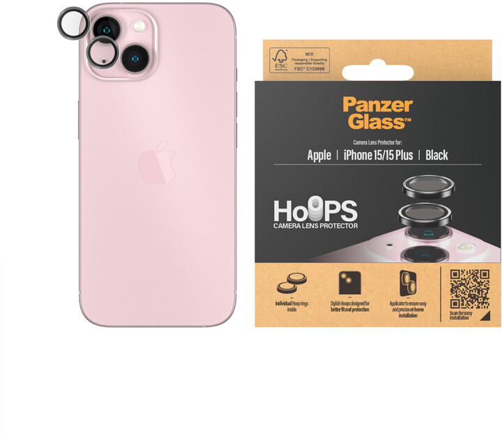 PanzerGlass HoOps ochranné kroužky pro čočky fotoaparátu pro Apple iPhone 15/15 Plus_2070139344