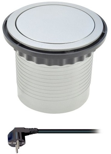 Solight prodlužovací přívod, 4 zásuvky, stříbrný, 1,5m, výsuvný blok zásuvek, kruhový tvar_210179495