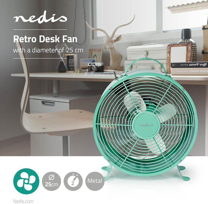 NEDIS stolní ventilátor, 25cm, 20W, 2 rychlosti, tyrkysová_1853156595