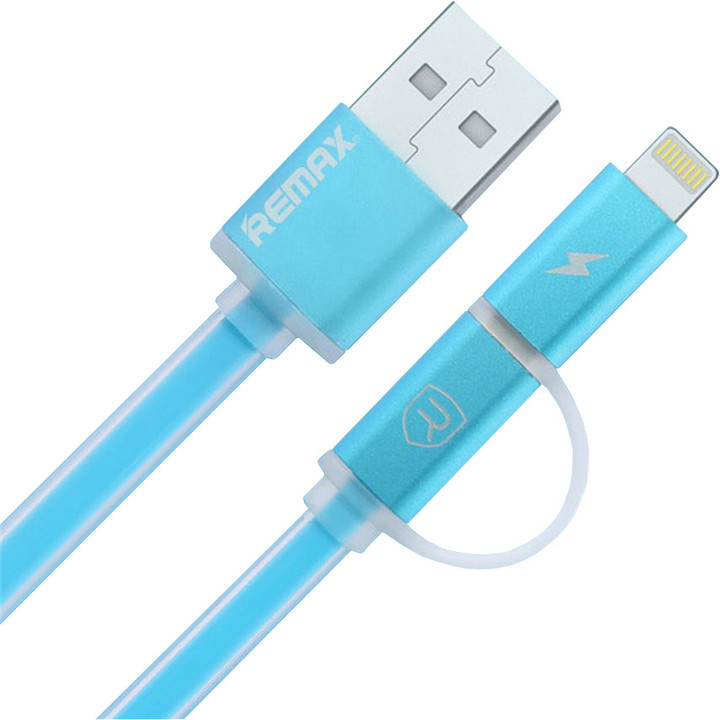 Remax Aurora 2v1 datový kabel s micro USB/lightning, modrá_1133773907