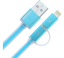 Remax Aurora 2v1 datový kabel s micro USB/lightning, modrá_1133773907