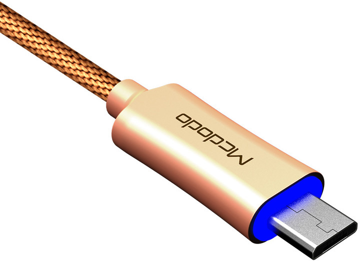 Mcdodo Knight rychlonabíjecí datový kabel microUSB s inteligentním vypnutím napájení, 1m, zlatá_296844753