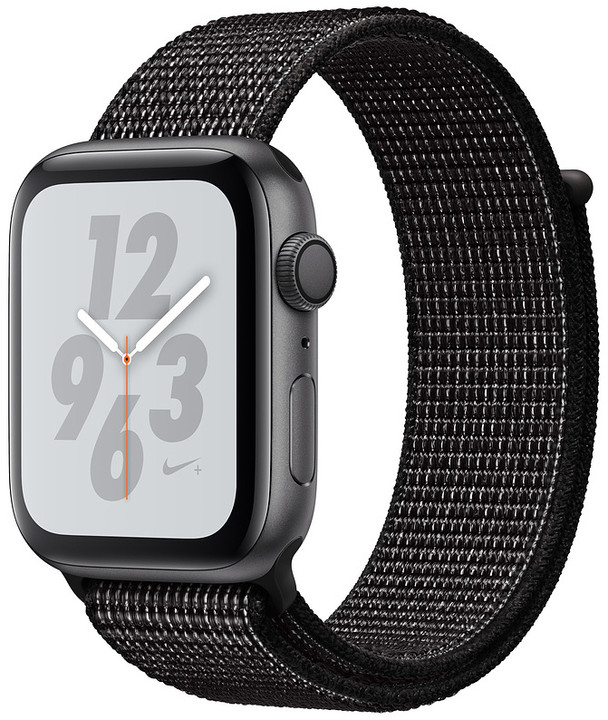 Apple Watch Nike+ Series 4, 44mm, pouzdro z vesmírně šedého hliníku/černý provlékací řemínek_578574687