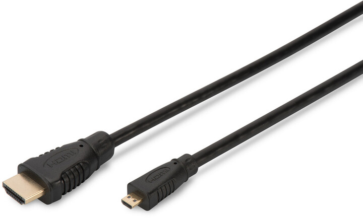 Digitus kabel HDMI-D - HDMI, M/M, pozlacené konektory, 2m, černá_2069256963