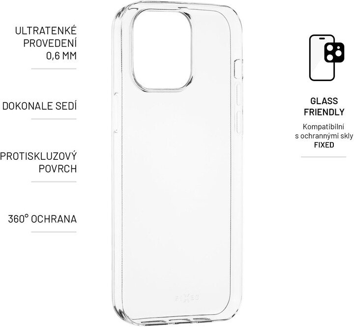 FIXED ultratenké gelové pouzdro pro Apple iPhone 14 Pro Max, 0,6mm, čirá_1529958293