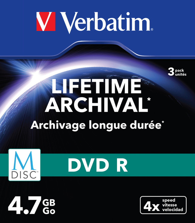 Verbatim DVDR 4,7GB, M-Disc, 4x, 3 ks, Slim_316048493