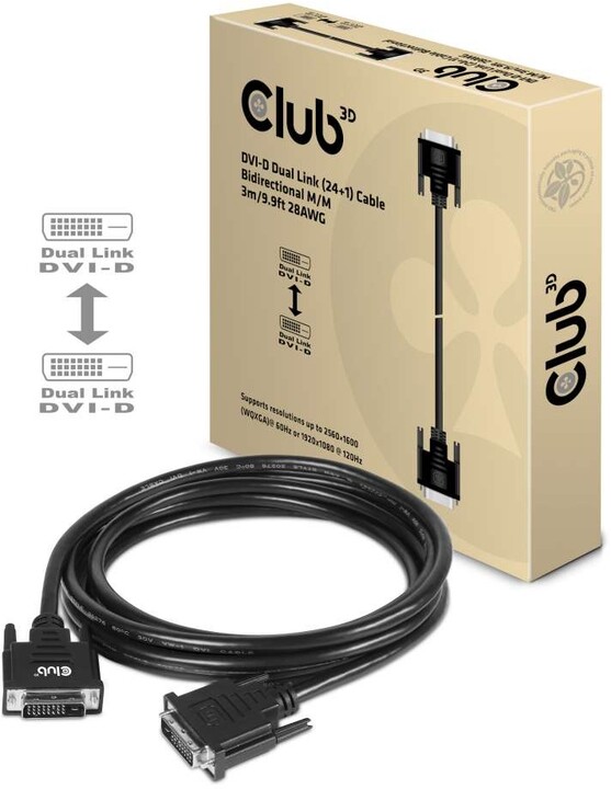 Club3D kabel DVI-D Dual Link, M/M, 3m_667066166