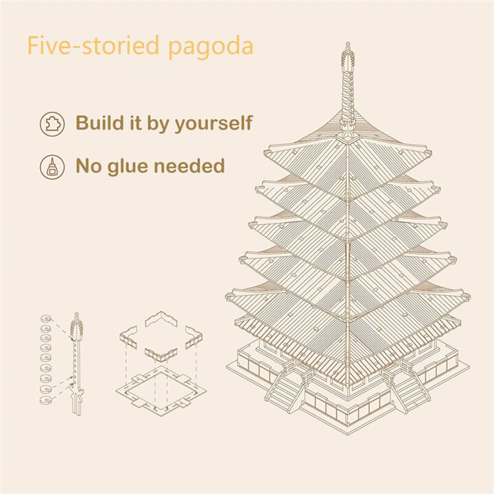 Stavebnice RoboTime Pagoda, dřevěná_433257340