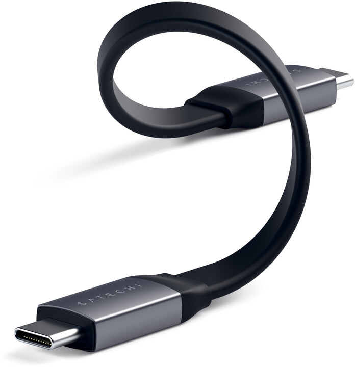 Satechi plochý kabel USB-C - USB-C Gen 2, 0.24m, šedá_634348744