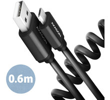 AXAGON kabel USB-A - microUSB TWISTER USB2.0, 2.4A, kroucený, 0.6m, černá_539232105