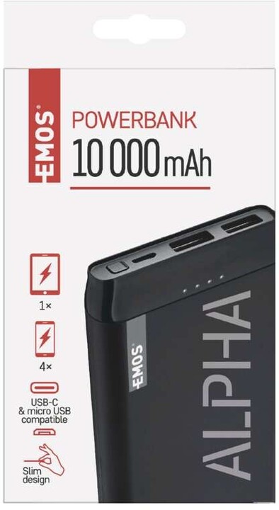 Emos Alpha 10S powerbanka, 10000 mAh, černá_22765615