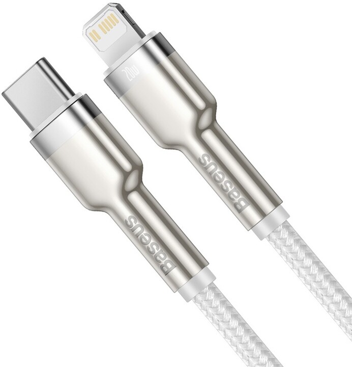 BASEUS kabel Cafule Series, USB-C - Lightning, M/M, nabíjecí, datový, 20W, 2m, bílá