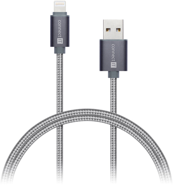 CONNECT IT Wirez Premium Metallic Lightning - USB, silver gray, 1m_1010883823