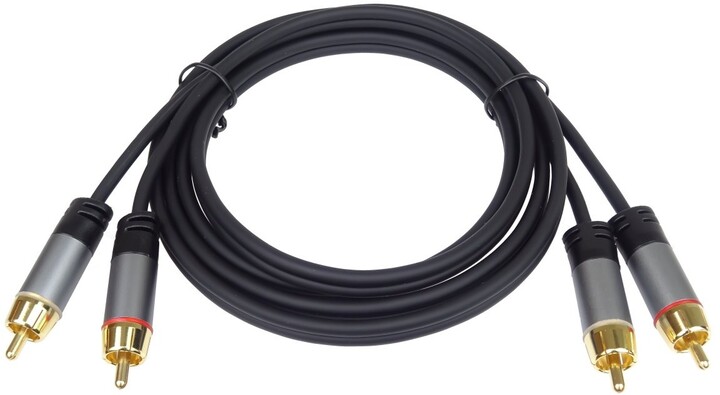 PremiumCord kabel 2x CINCH - 2x CINCH, M/M, HQ, 5m, černá_1453859803
