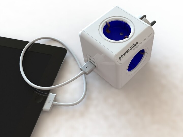 PowerCube ORIGINAL USB rozbočka-4 zásuvka, modrá_1366572186