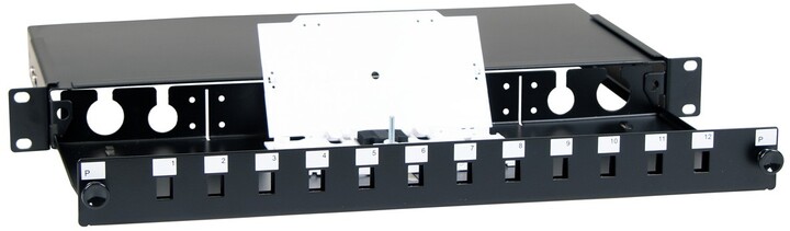 Masterlan optická vana s krytem 12x SC Simplex, patch panel vč. kazety, 1U, 19&quot;, černá_1111879262